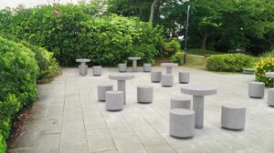 Petite table béton circulaire pratique YPORT