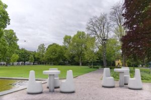 Petite table béton circulaire pratique YPORT