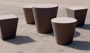 Tabouret et table béton minimalistes SIERVILLE