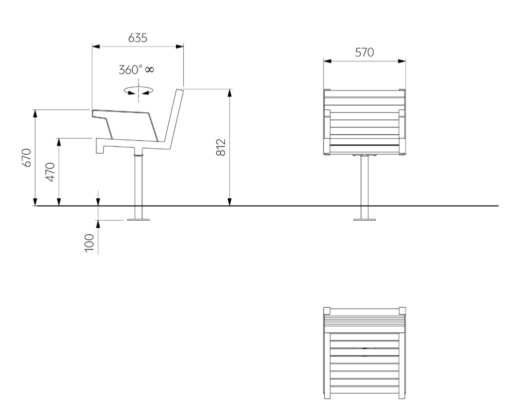 Fauteuil bois pivotant avec accoudoirs HULDA