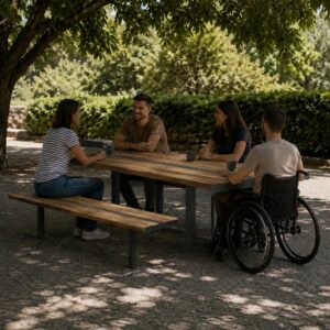 Table urbaine en bois adaptée PMR DAGNY