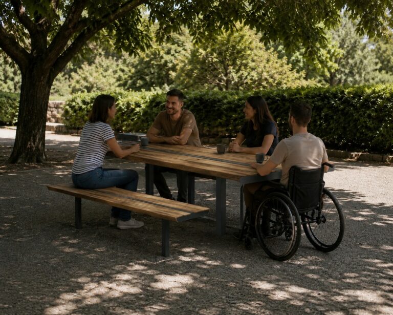 Table urbaine en bois adaptée PMR DAGNY