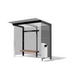 Abribus L2800mm avec banc et corbeille intégrés et parois latérales MONTFERMEIL (3)