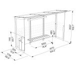 Abribus L4170mm avec banc et corbeille intégrés et 2 parois latérales DUGNY (2)