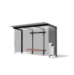 Abribus L4170mm avec banc et corbeille intégrés et 2 parois latérales DUGNY (3)