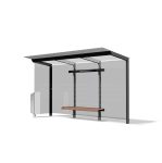 Abribus L4170mm avec banc et corbeille intégrés et paroi latérale VILLEMOMBLE