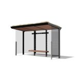 Abribus L4170mm avec parois latéales et banc et toit vert STAINS