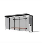 Abribus L5540mm avec banc corbeille et 2 parois latérales LE BOURGET (3)