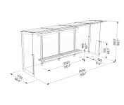 Abribus L5540mm avec banc corbeille et 2 parois latérales LE BOURGET (4)