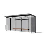Abribus L5540mm avec banc corbeille et 2 parois latérales LE BOURGET