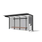 Abribus avec corbeille et banc intégrés et une paroi latérale SAINT DENIS