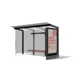 Abribus avec parois Latérale et panneau publicitaire et banc BONDY
