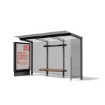 Abribus avec parois Latérale et panneau publicitaire gauche et banc BONDY