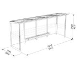 Abribus tout vitré L5540mm parois latérales et banc double BAGNEUX (2)