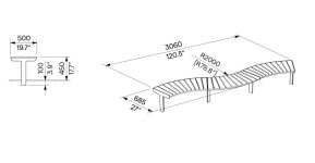 Assise bois sans dossier convexe et concave ROUANS plan