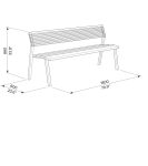 Banc 1800mm dossier acier assise bois LE GARN (2)