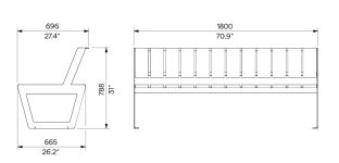 Banc à lames de bois larges CHAMONIX plan
