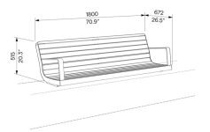 Banc avec accoudoirs sur muret Orthez