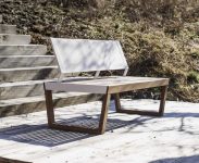 Banc bois élégant avec dossier tissu BONIFACIO