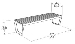 Banc bois et alliage d'aluminium MONTLUÇON plan