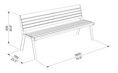 Banc bois lattes étroites LES ANGLES plan