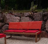 Banc bois robinier dossier tissu CARBINI