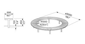 Banc circulaire CLISSON R1000 plan.
