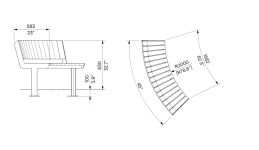 Banc concave avec dossier DONGES plan