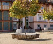 Banc convexe petite lames de bois THIERS