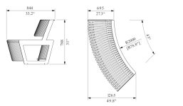 Banc convexe petite lames de bois THIERS plan