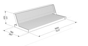 Banc long acier bois sur muret ALBERTVILLE plan