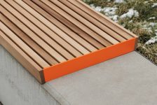 Banc long acier bois sur muret ALBERTVILLE..