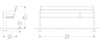Banc long bois accoudoirs ARNAGE plan