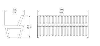 Banc petites lames bois verticales PASSY plan