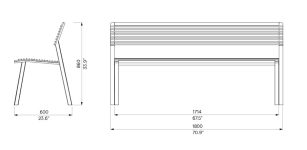 Banc tout métal 1800mm MANDUEL plan