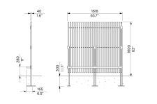 Cache-conteneurs bois segment final 1600mm THIL plan