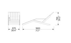Chaise longue en bois ANGON plan