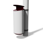 Corbeille acier arrondie avec cendrier 45L fixation sur poteau RÉAUMUR