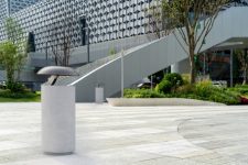 Corbeille béton couvercle acier 70L BASLY