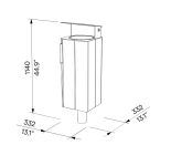 Corbeille bois 38L à spiter ou à sceller avec couvercle de protection LESPIGNAN plan sceller