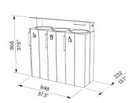 Corbeille bois tri sélectif 3 x 38L avec cendrier BÉZIERS.
