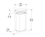 Corbeille de propreté acier 61 litres cendrier ENTRELACS plan