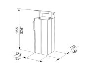Corbeille de propreté en bois 38L avec couvercle et cendrier NIZAS plan