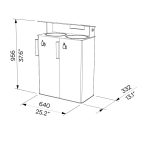 Corbeille de tri 2 flux x 38L tout acier avec cendrier LE PUECH plan