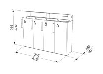Corbeille de tri 4 flux 38L tout acier avec cendrier LAUROUX plan