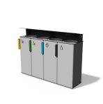 Corbeille de tri 4 flux 38L tout acier avec cendrier LAUROUX