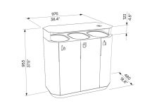Corbeille de tri acier 3 flux cendrier CHIGNIN plan