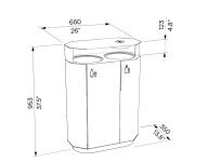 Corbeille de tri double flux acier avec cendrier LA PLAGNE plan