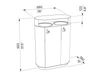 Corbeille de tri sélectif 2 flux acier LA GIETTAZ plan