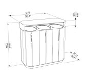 Corbeille de tri sélectif 3 flux en bois avec couvercle AVRIEUX plan